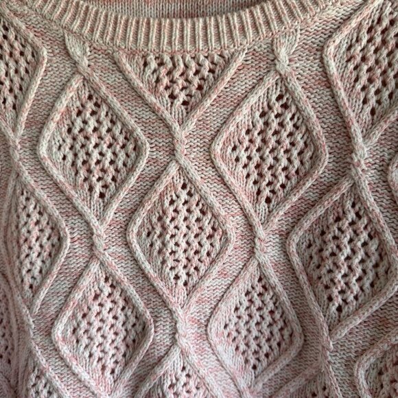 Sonoma Life + Style Chunky Cable Knit Sweater Women’s Size Medium Pink White - Picture 4 of 9